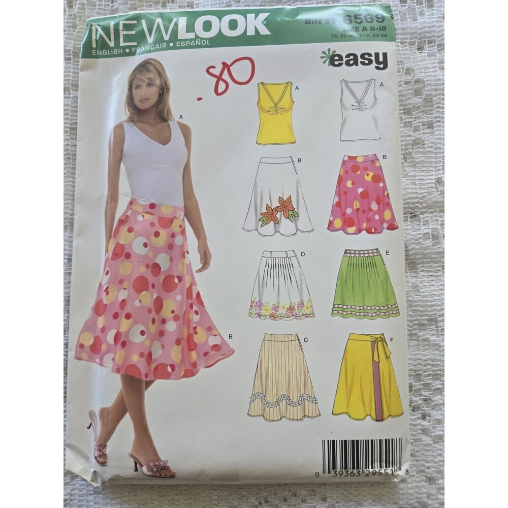 New Look Sewing Pattern 6569 Skirt Top Shirt Misses Size 8-18 Uncut FF
